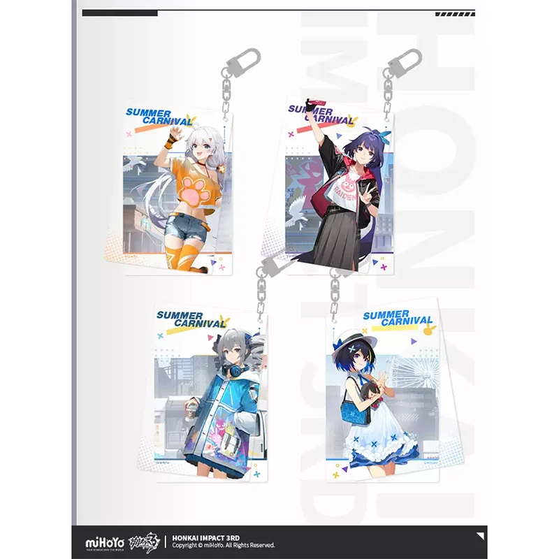 Sunsyea Honkai Impact 3rd Official Merch miHoYo Original Authentic Summer Carnival Series Keychain Raiden Mei Bronya Kiana Seele