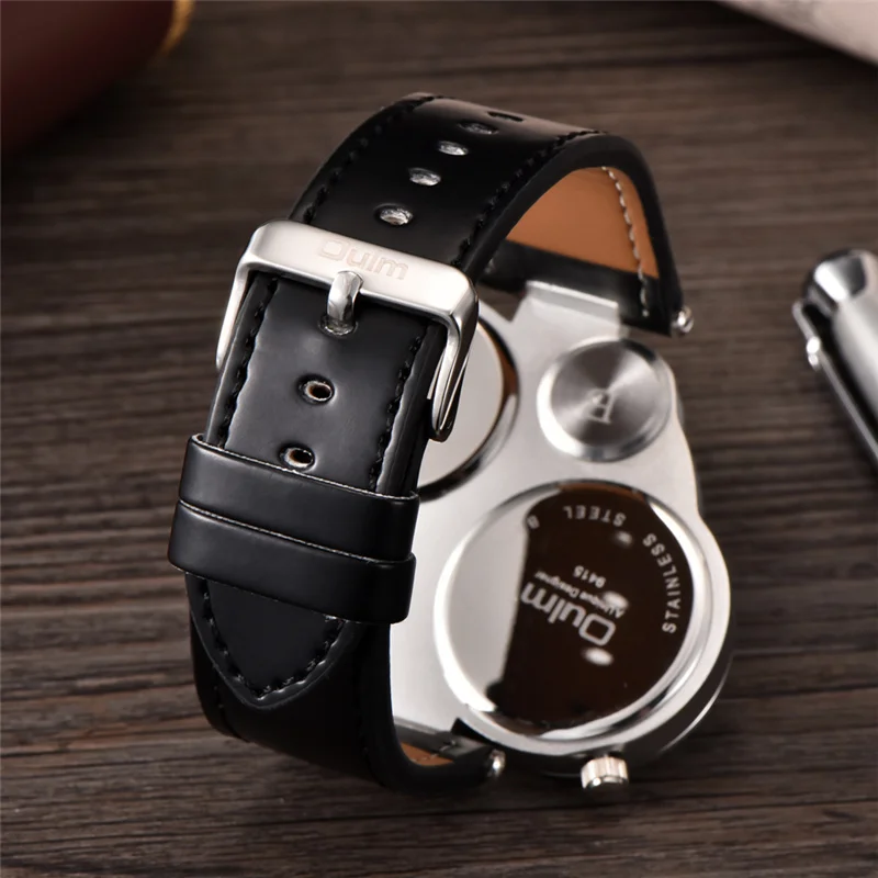 Fashion Oulm Top Brand Big Face Luxury Original Imported Quartz Men Unique Design Dual Time Decorative Compass Personality Watch