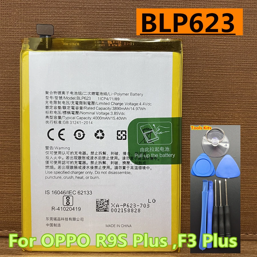 

BLP623 4000mAh Original High Quality Replacement Battery For OPPO R9S Plus F3 Plus F3+ R9SP CPH1611 CPH1613 Cell Phone