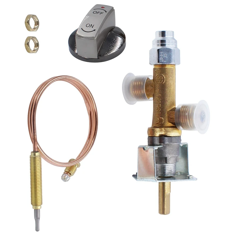 5/8In(3/8In Swivel Flare)Male Flare Gas Safety Control Valve Thermocouple Assembly Kit For Low Pressure Propane Fire Pit