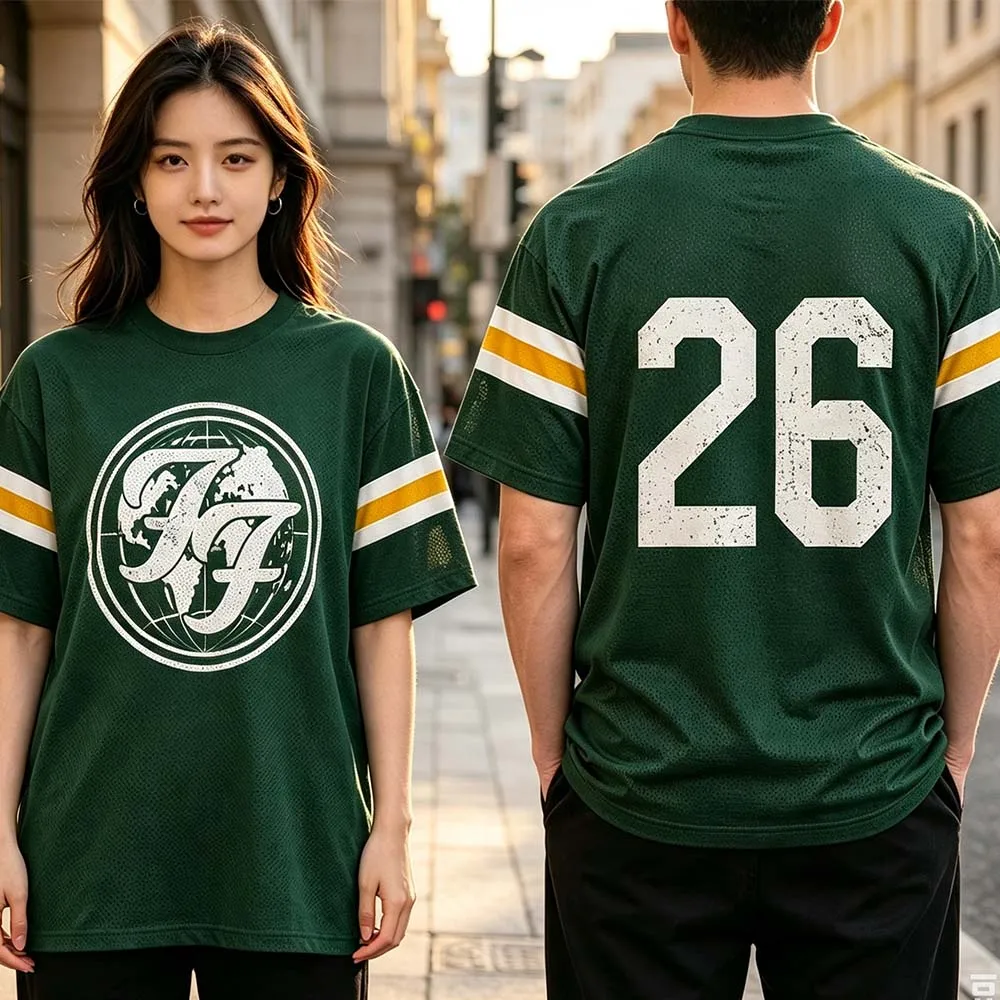 Foooo Fighters Take Cover Tour 2026 Merch Football Tee Green Unisex Streetwear T-Shirt Casual Men Women Soccer Jersey Print Top