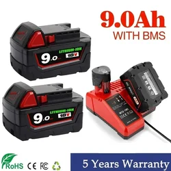 Original 18V 9.0Ah Replacement Lithium Ion Battery For Milwaukee M18 Power Tool Batteries 48-11-1815 48-11-1850 48-11-1860 Z50