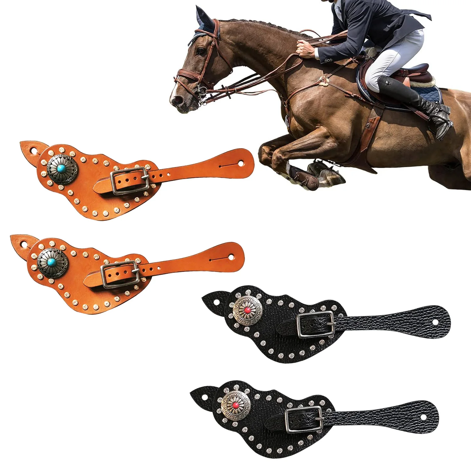 

1 Pair Leather Spur Straps Adjustabl Western Spur Straps for Cowboy Men and Women's Boots Equipment Horse Riding Accessories