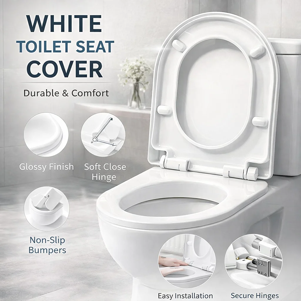 

Крышка для унитаза с функцией бесшумного закрытия, утолщенная, универсальная, для замены крышки унитаза