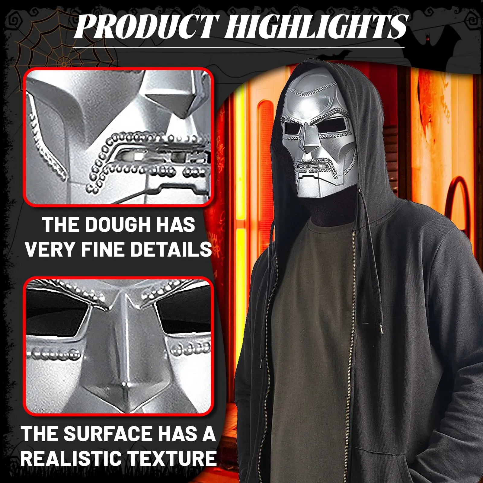 2PCS Dr Doom Mask with Cloak Supervillain Victor Doom Helmet Carnival Halloween Costume Cosplay Props