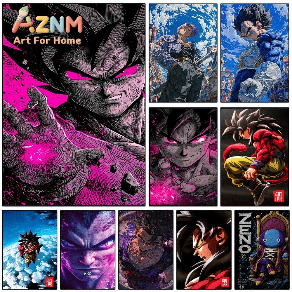 Dragon Ball Anime Canvas Wall Art No Frame Goku Vegeta Trunks Zeno Manga Print Painting Home Living Room Bedroom Decor Poster