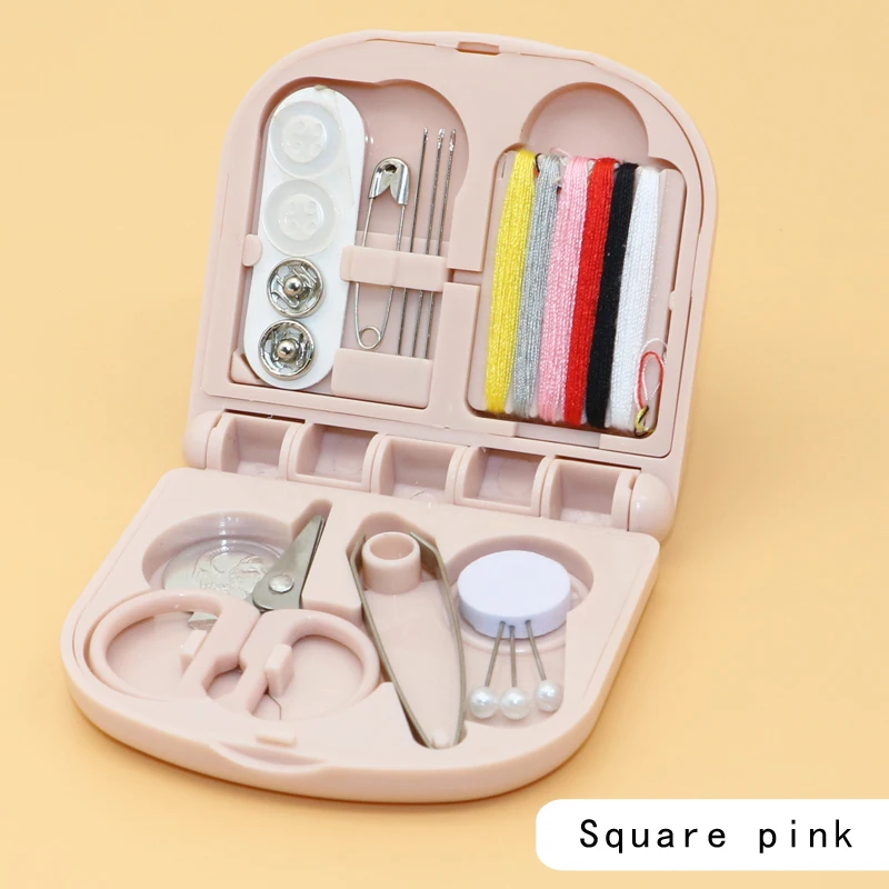 Mini travel sewing set, home DIY handmade sewing tool kit, including clip, threading tool, needle, button, and sewing thread.