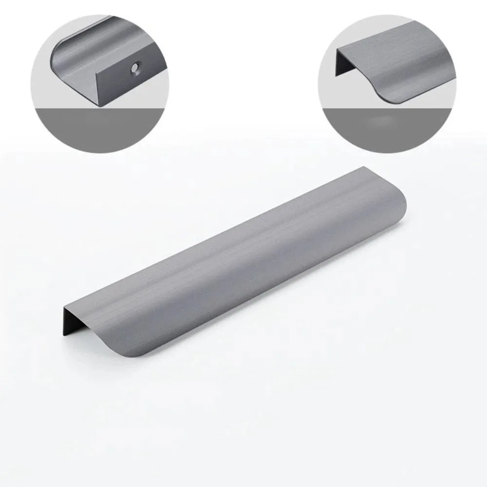 Space Aluminum Hidden Cabinet Handle Black/gold/grey Double Hole Arc Door Handle Easy To Install Multiple Sizes