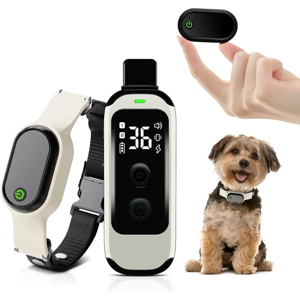 

Small Dog Training Collar with Remote, Shock Collar for 5-15lbs Dogs, Waterproof, Rechargeable, 1968ft Range (White)