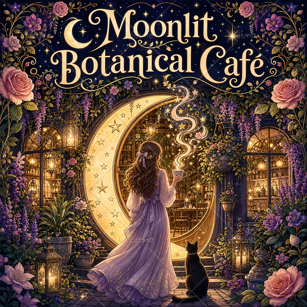 Moonlit Botanical Café Coloring Book for Adults Featuring Cute Cozy Daily Activities for Relaxation (Cozy Spaces Coloring)