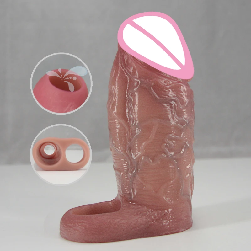 سميكة واقعية القضيب كم كبير مفتوح العضوية القذف ديك الأكمام سيليكون دسار غمد الديك توسيع الجنس لعب للرجال #2