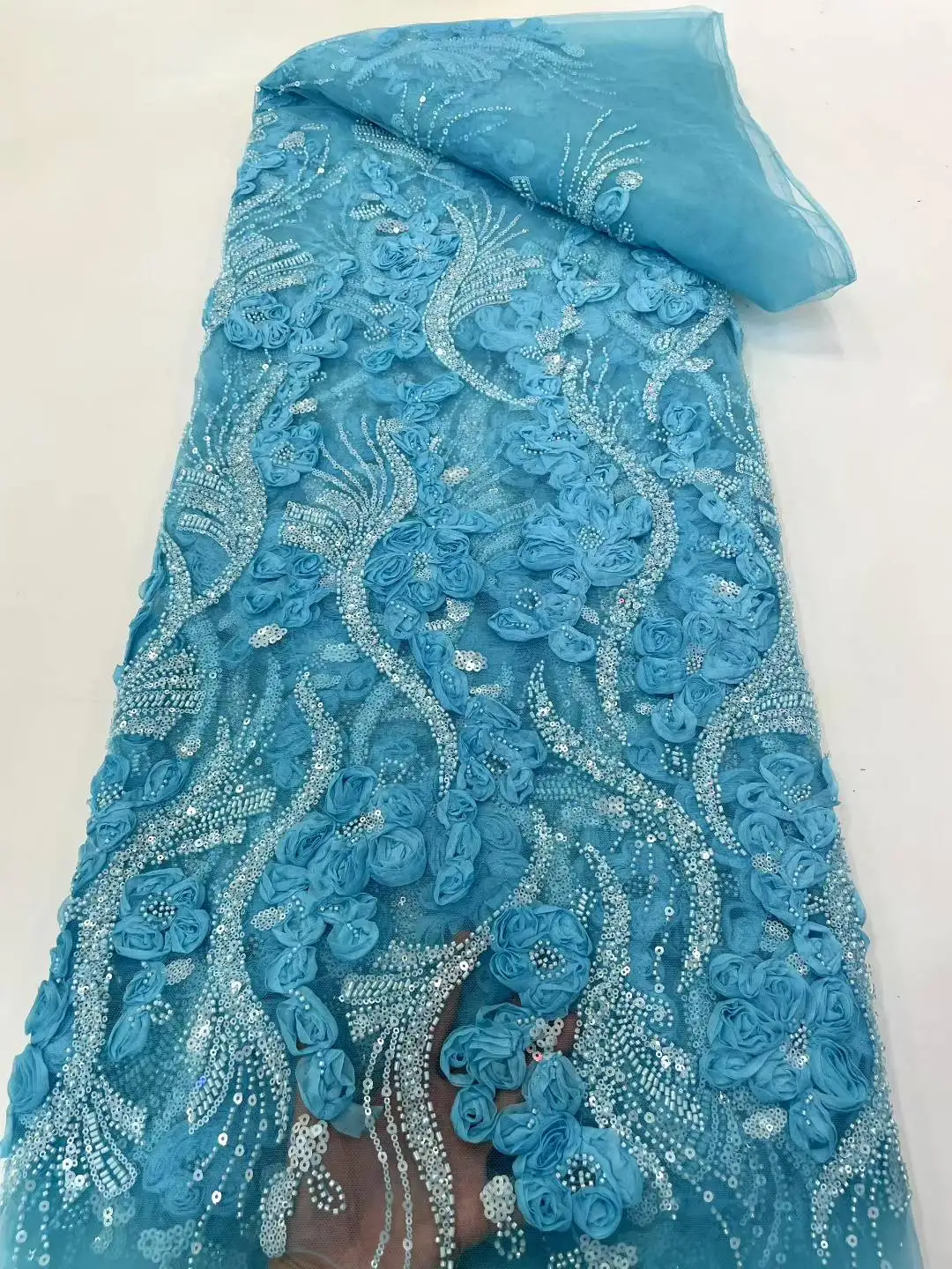 

Африканская кружевная ткань, нигерийская кружевная ткань высокого качества с бисером и блестками, французская сетчатая ткань, 5 ярдов для шитья вечерние свадебные платья