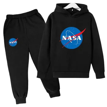 Çocuklar NASA Moda Rahat Bahar Sonbahar 2 adet Hoodie + koşu pantolonları Eşofman 3-13 Yıl Erkek Kız Trend Kıyafetler Çocuk Giysileri