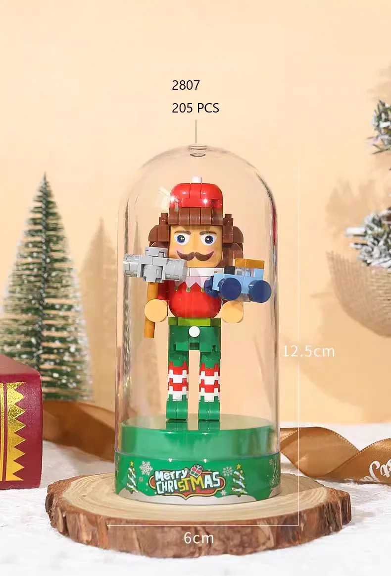 Retro Soldier Shaped Creative Miniature Building Block Model Christmas Home Ornament DIY Educational Kids Toys Holiday Gifts