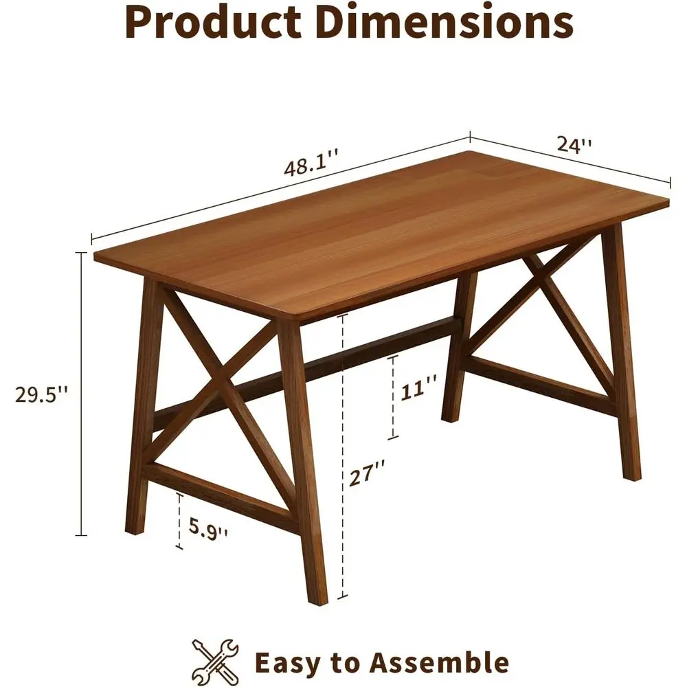 ern Simple Solid Wood Desk, 48W x 24D, Walnut | Stale Writing Tale, Computer Workstation or Gaming room, Holds 220 Ls, or Home O