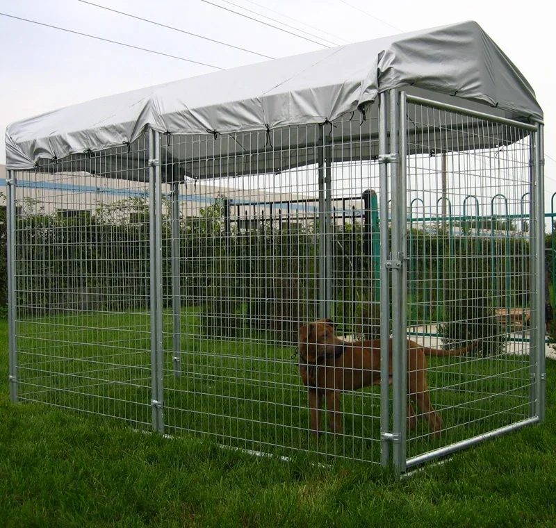 Hot dip galvanized welded steel dog house large outdoor chain link dog kennel cage