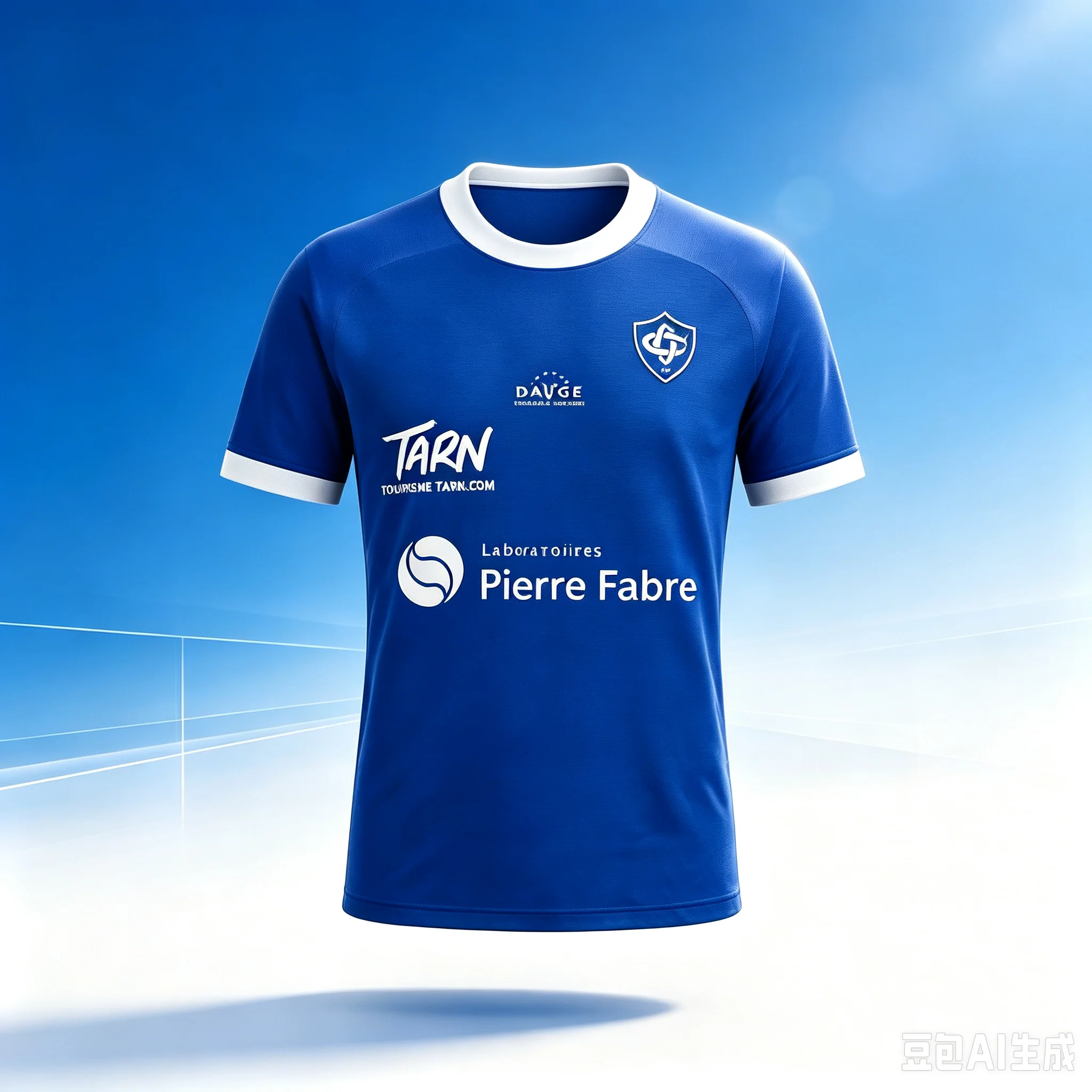 Camiseta de rugby de la selección de Castres Olympique para hombre, mujer y niños, de manga corta, con cuello tipo polo, en color azul y blanco, ideal para partidos, entrenamientos y actividades deportivas.
