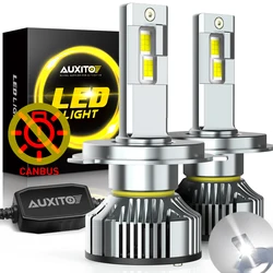AUXITO 2개 캔버스 H4 H8 H11 9005 HB3 9006 HB4 9012 HIR2 H13 LED 헤드라이트 터보 100W 30000LM 슈퍼 밝은 백색 6500K 팬 포함