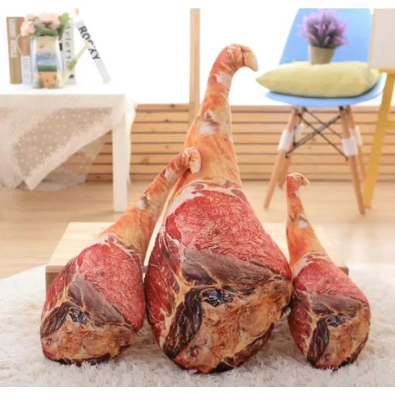 Funny Food Style Plush Toy 3D Simulation Ham Pillow Comfortable Waist Cushion For Home Office Practical Creative Holiday Gift