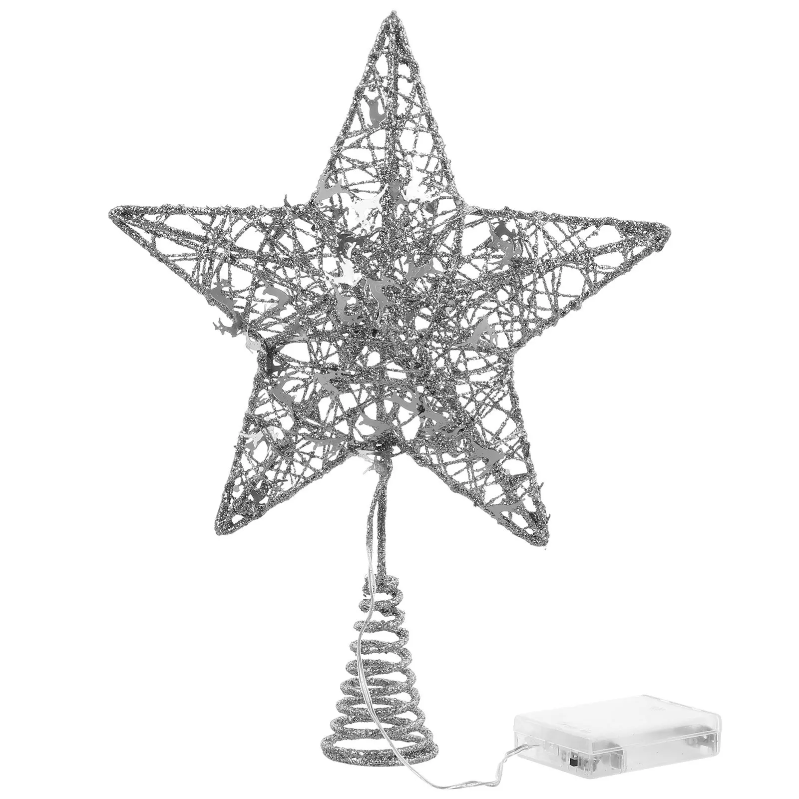 

1Pcs Xmas Tree Star Topper Iron Five-Pointed Hanging Ornament Christmas Tree Lighting Decor Warm Atmosphere