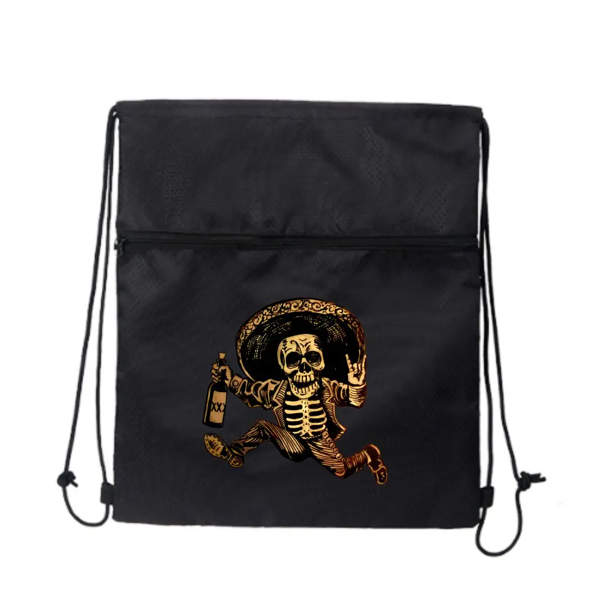 

Мексиканский скелет, забавная уличная универсальная сумка на молнии на шнурке, сумка для отдыха, пешего туризма, кемпинга, путешествий, портативное хранилище