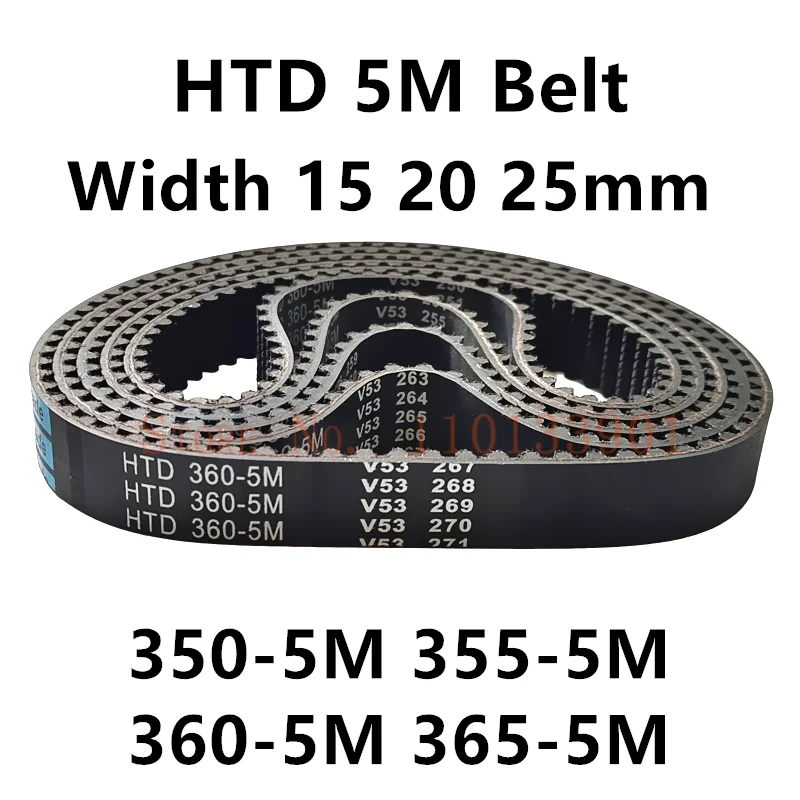 HTD 5M Timing Belt C=350/355/360/365 Width 15/20/25mm Teeth 70 71 72 73 HTD5M Synchronous 350-5M 355-5M 360-5M 365-5M