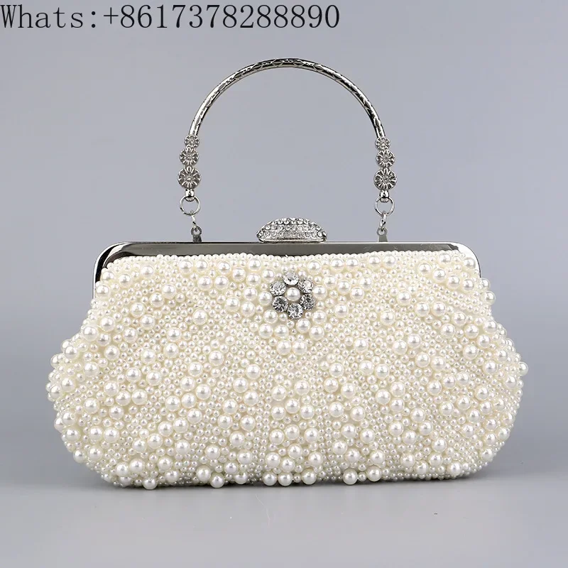 Pearl cheongsam bag wedding bride bag socialite handbag clutch bag slung.