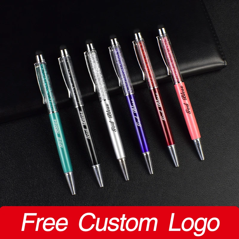 Multicolor Metal Diamond Ballpoint Pen Custom Laser LOGO Personalized Gifts Korean Stationery School Supplies Office Accessories