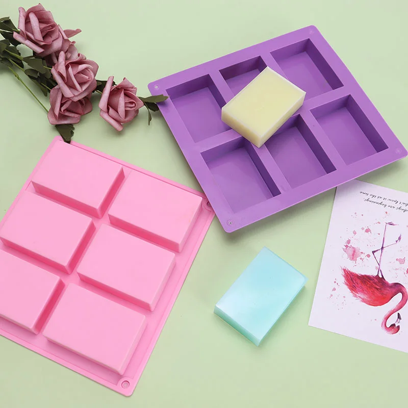 Molde de silicona de 6 rejillas con 6 patrones florales y base plana para jabón artesanal, aceites esenciales, repostería y manualidades caseras