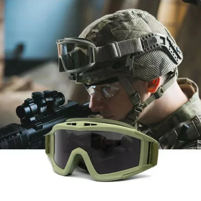 Outdoor tactical glasses, desert locust military fan goggles, dust-proof shooting, motorcycle CS shock resistant sports glasses