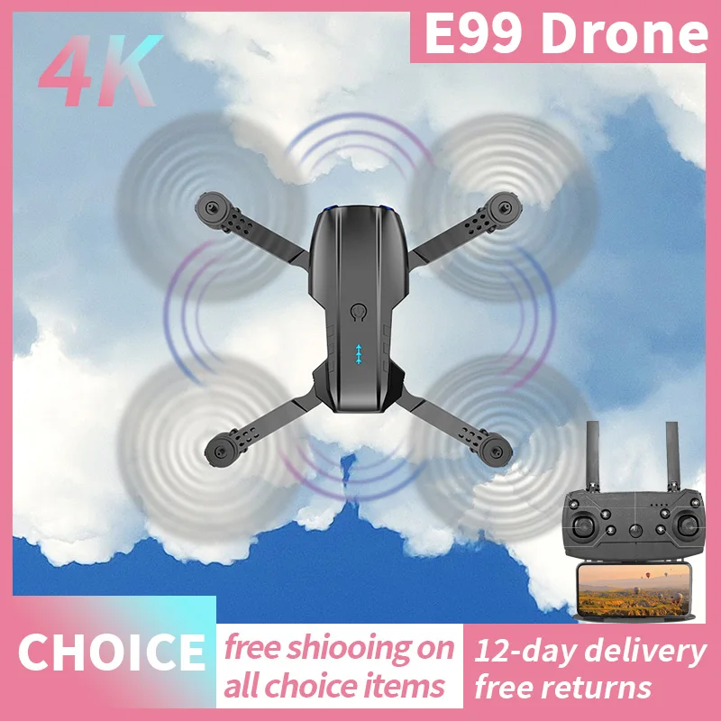 

GEETHA E99 RC Drone 4K Professinal With Wide Angle Dual HD Camera Foldable RC Helicopter 5G WIFI FPV One Key Return For Kid Toy