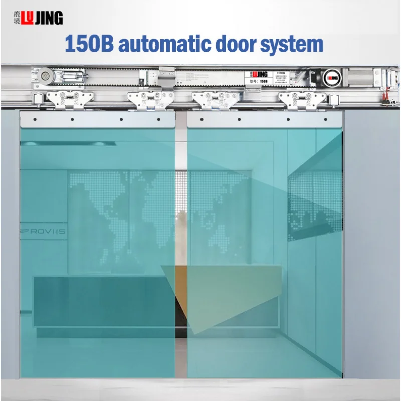 custom.LUJING 150B Hot Sale Office Automatic Double Sliding Glass Door System with Microwave Motion Sensor