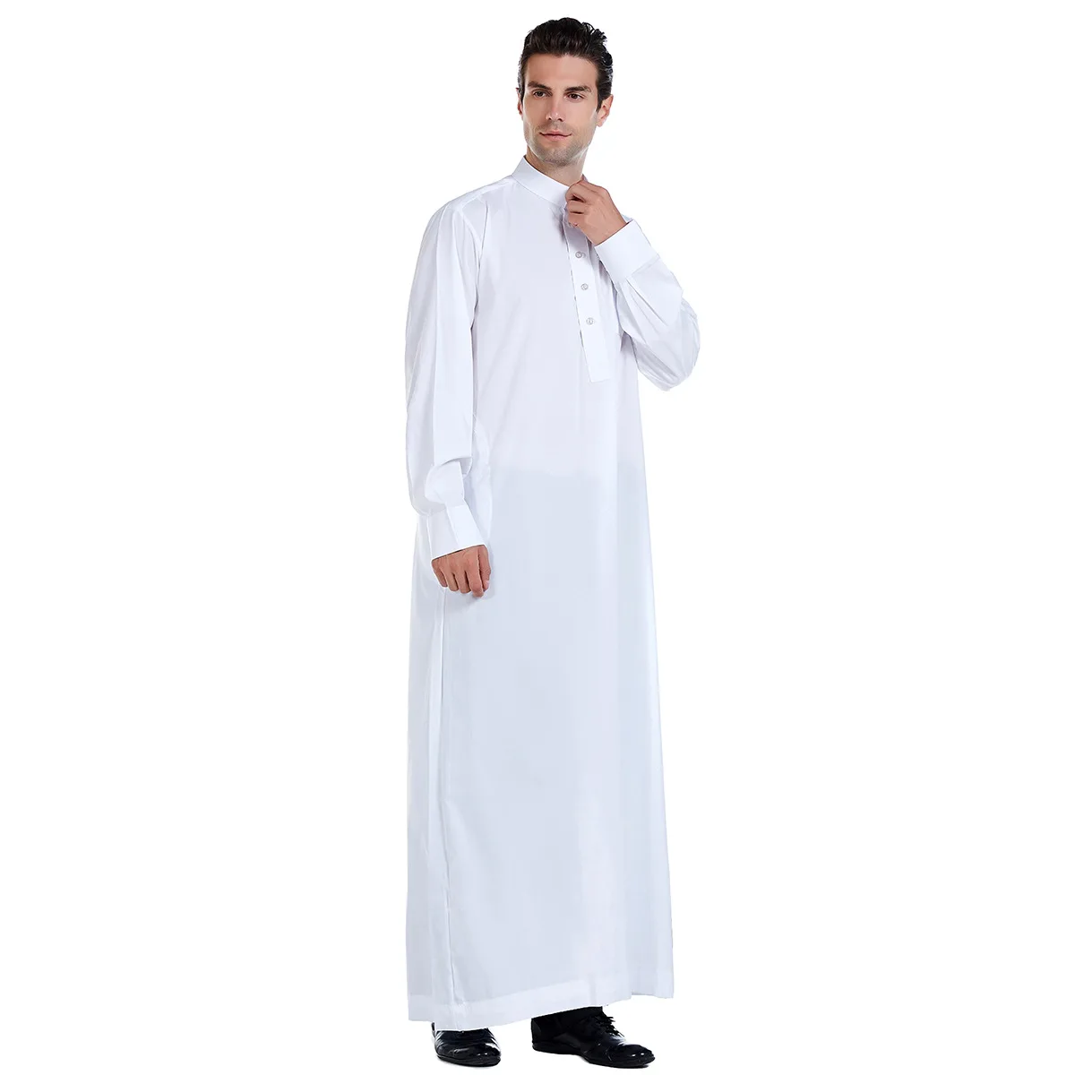 New 2024 Muslim Middle East Men Long Sleeve Arab Crew Neck Islamic Solid Color Kaftan Maxi Dubai Long Jubba Thobe Abaya Clothes