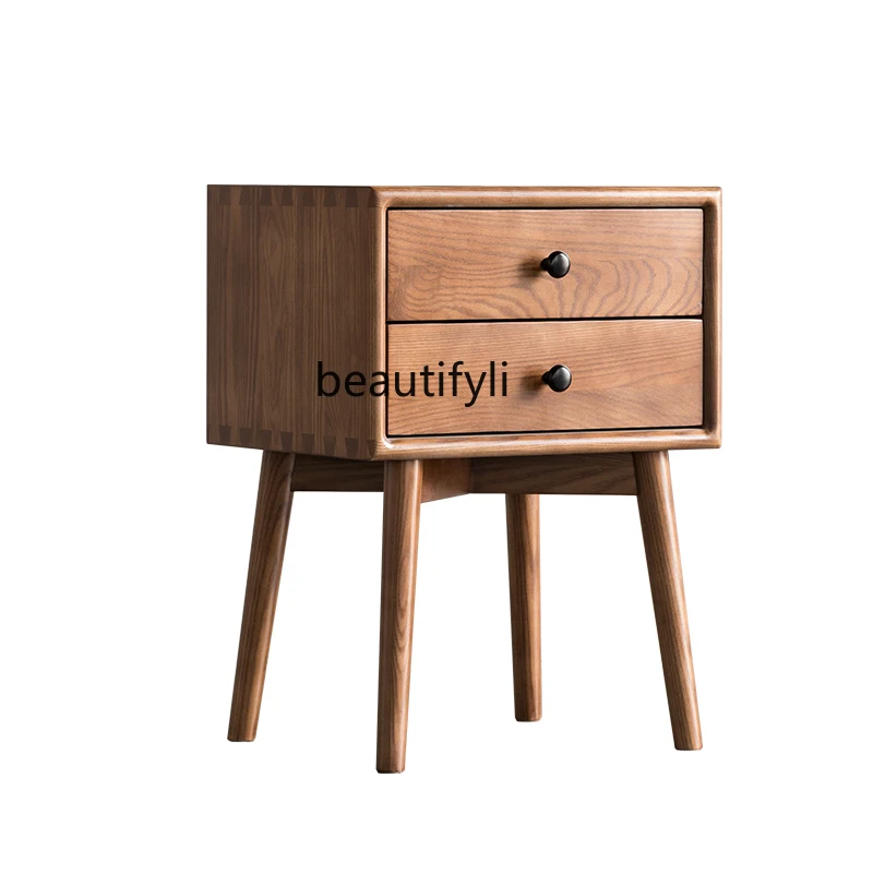 

Nordic Solid Wood Bedside Table Modern Minimalist Log Side Cabinet Bedroom Bedside Storage Storage Cabinet