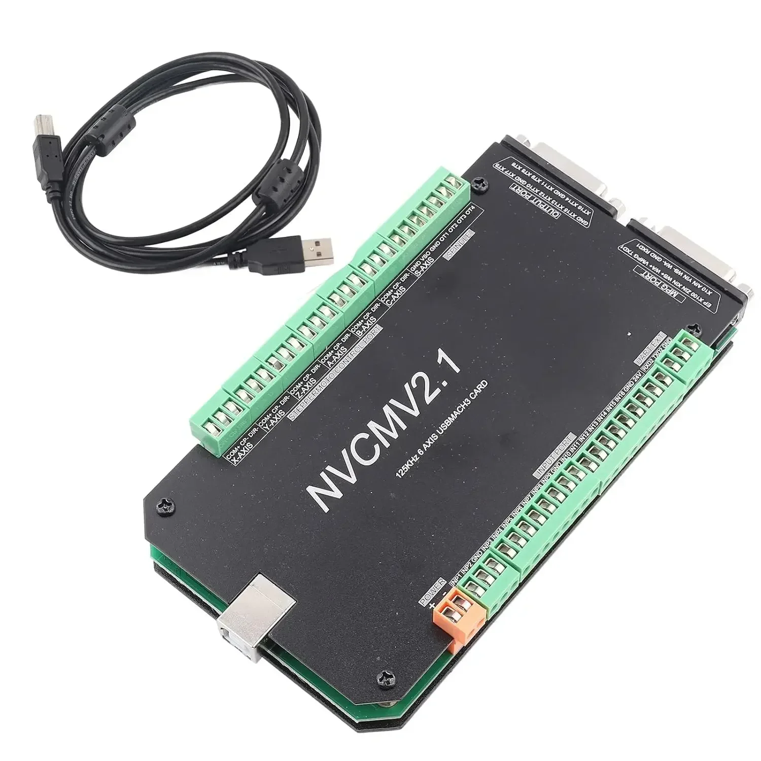 

NVCM 6 Axis CNC Controller USB Interface Board Card High Performance Motion Control Card for Stepper Motor Aluminum Alloy Enclos