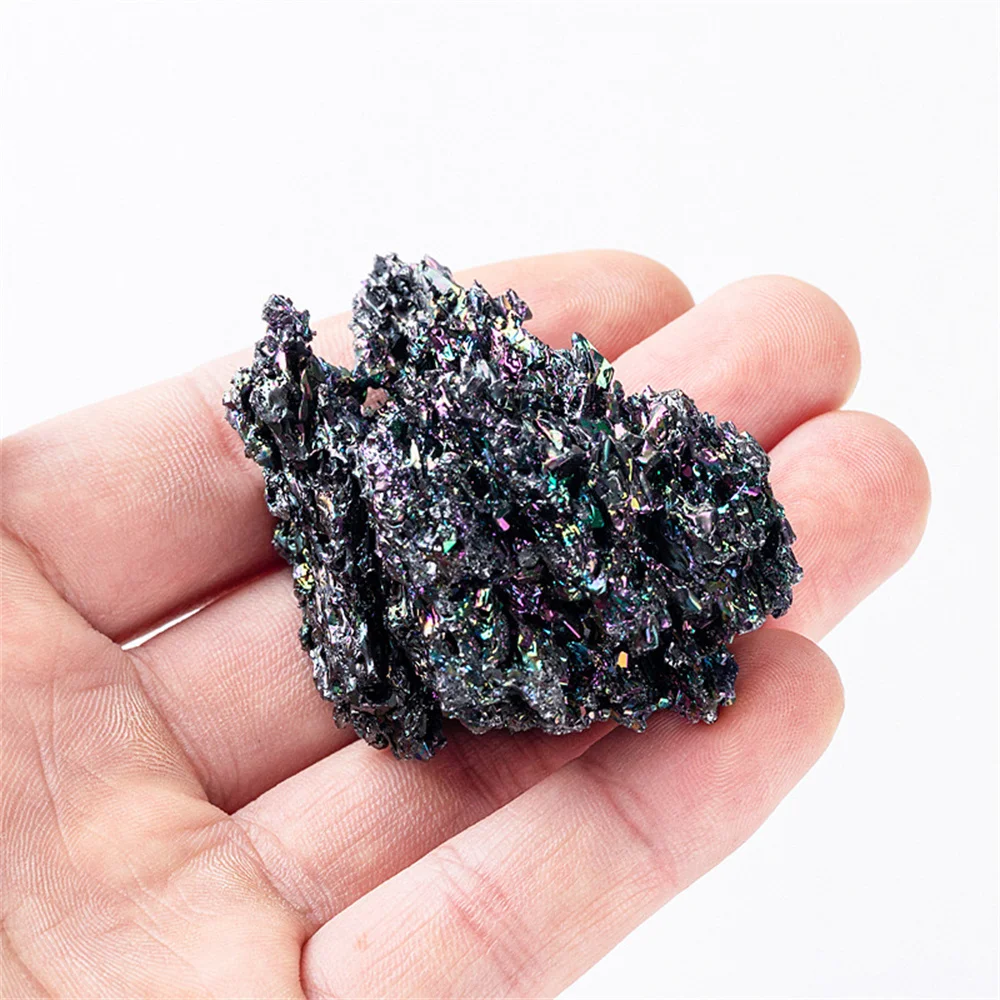 Colorful Carborundum Natural Stone Specimen Silicon Carbide Black Quartz Crystal Mineral Sample Home Decor Collectibles