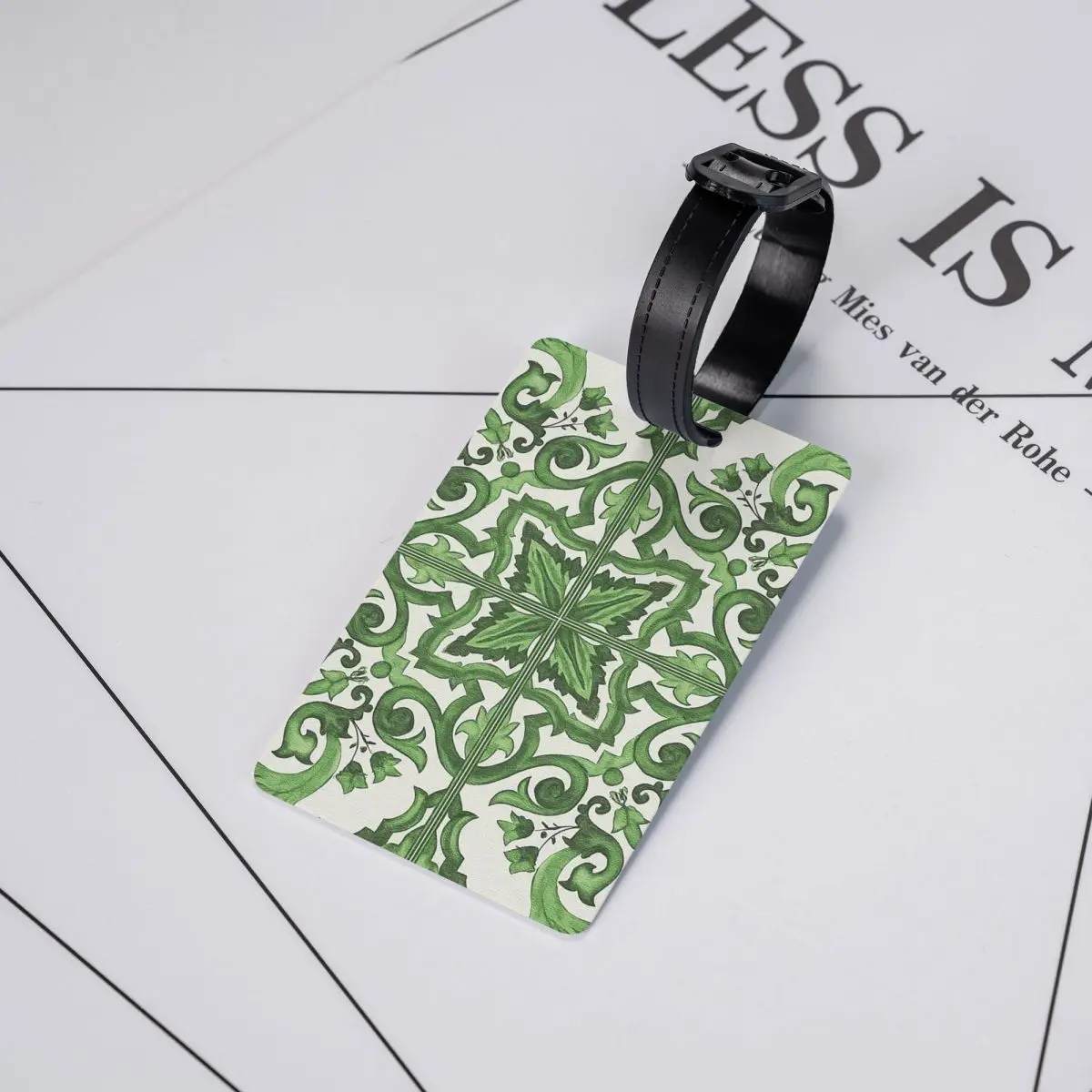 

Зеленые декоративные бирки для багажа с цветочным узором в средиземноморском сицилийском стиле, держатели для идентификационных этикеток для чемоданов и дорожных сумок, для имени, адреса