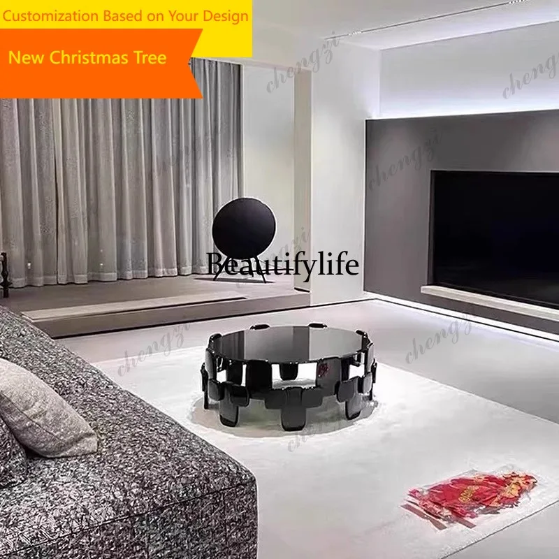 02A Italian minimalist classical living room side table special-shaped coffee table fiberglass round module coffee table
