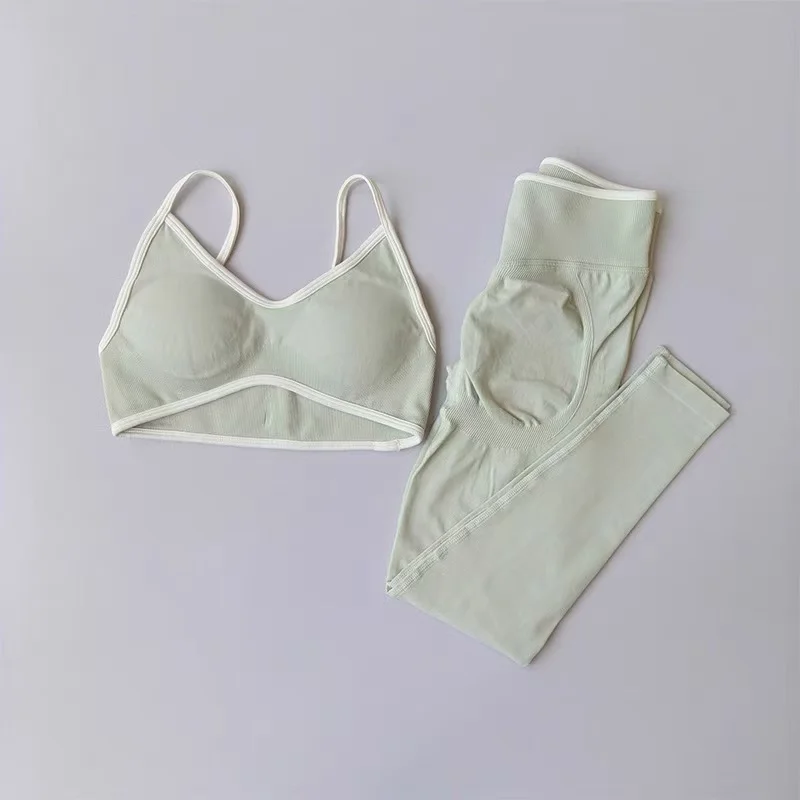 Fitnessanzug für Damen, Trägerhose mit Kontrastfarben-Patchwork, stoßfest, schlankmachend, schnelltrocknend, mit „Nude-Feel“-Gefühl, Yoga-Bekleidung – Detail 17