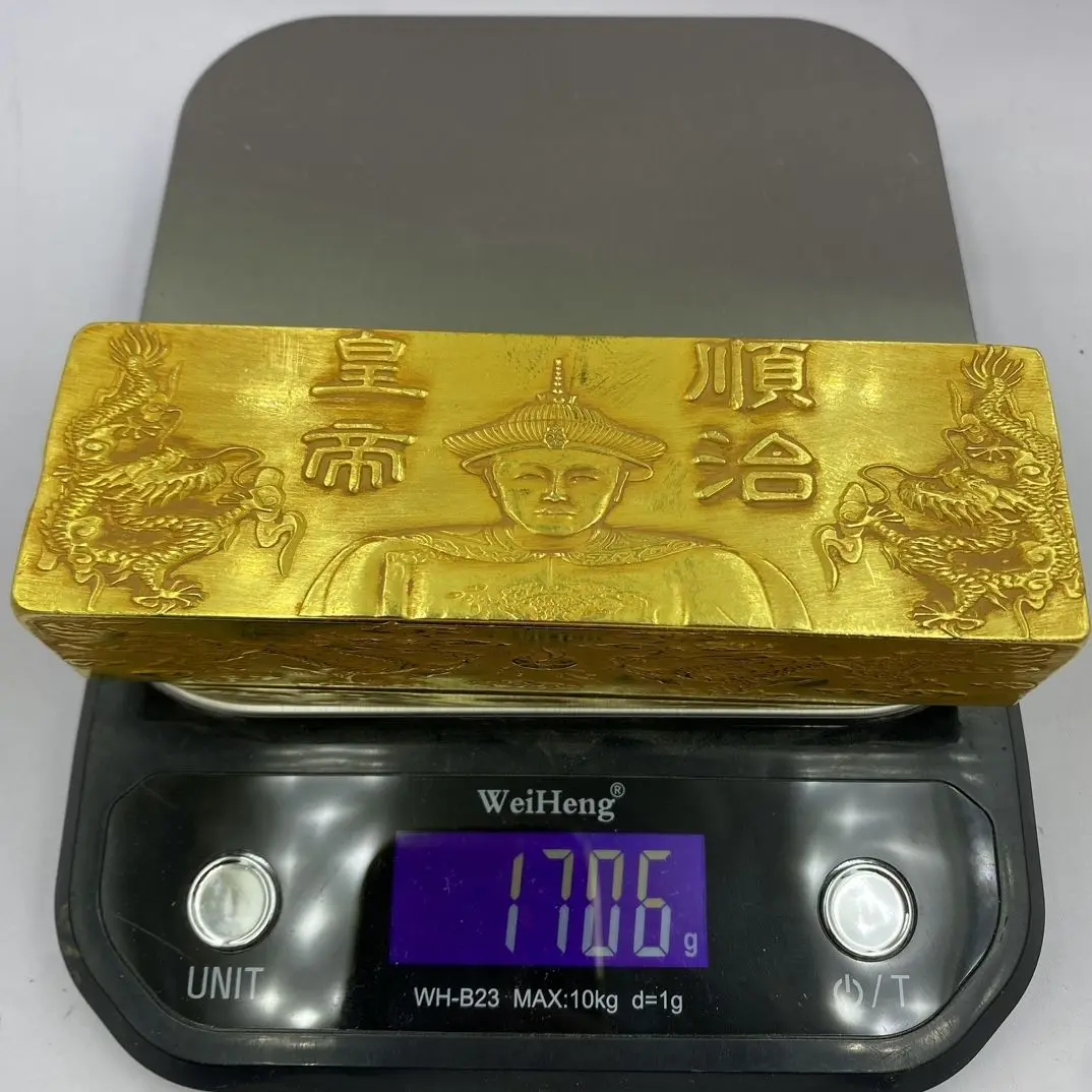 Antiques Qing Dynasty gilt, coins, gold ingots, five emperors Shuanglong Shunzhi, special offer free shipping