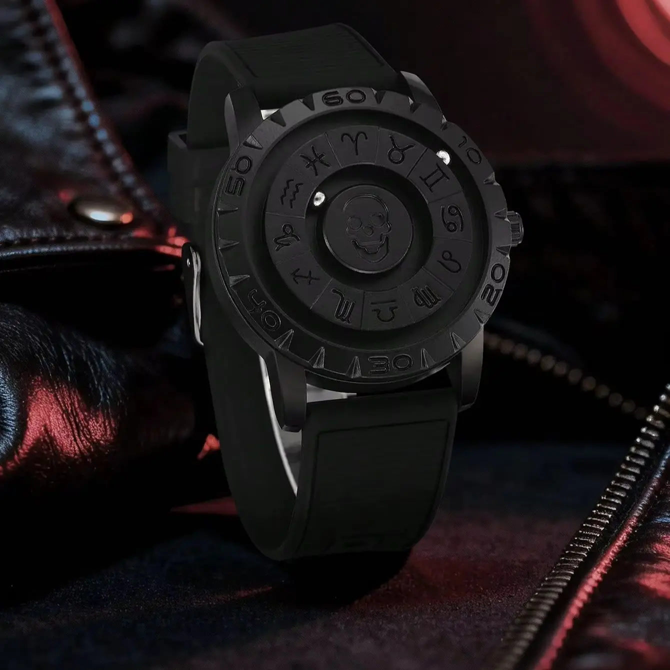 Cool and Trendy Magnetic Innovative Rolling Pointer Silicone Strap Personalized Style Watch