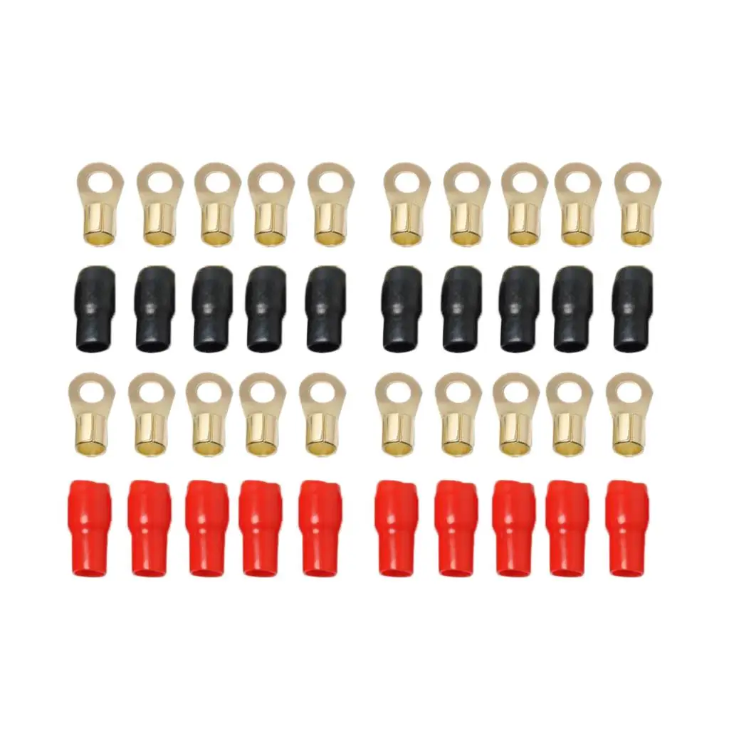 10 Pairs 4 AWG Car Audio Power Ground Wire Terminal Connector Brass