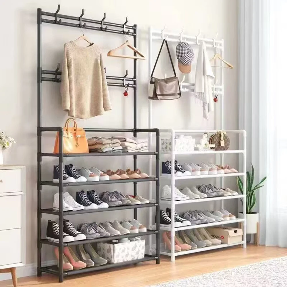 1/2PCS Five Layer Shoe Rack Simple Shoe Rack Integrated Storage Rack Household Shoe Rack Multifunctional Clothes Rack Coat Rack