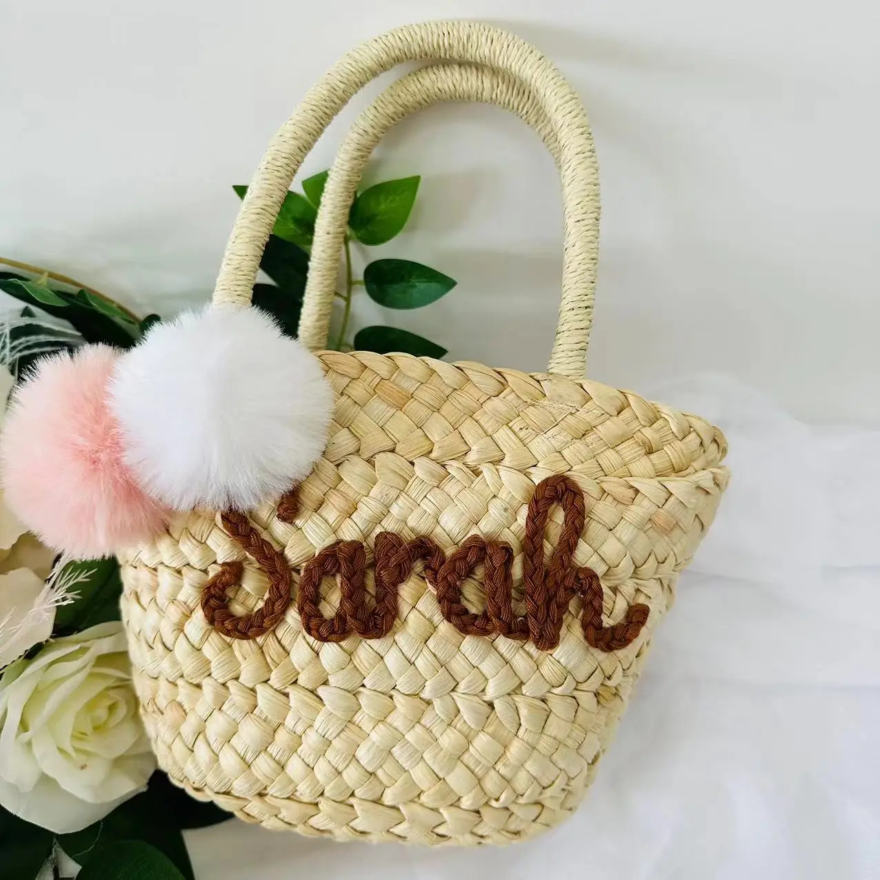 Cesta personalizada de paja, bolsa de despedida de soltera, bolsa de dama de honor personalizada, bolsa de regalo, bolsas de boda, cesta de cumpleaños, venta al por mayor