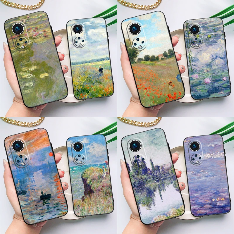 Claude Monet Garden Lotus Bridge For Huawei Honor Magic 5 Lite 70 50 X8 X9 a P20 P30 P40 P50 P60 Pro P Smart Nova 9 5T Case