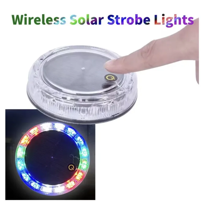 1/2PCS LED Solar Strobe Warning Light for Car Truck Bus Touch Sensor Wireless Charging RGB Night Safety Taillight Flashing Lamp