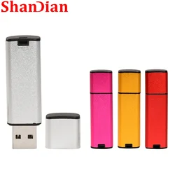 SHANDIAN Matte USB Flash Drive Golden Pendrive 64GB 32GB 16GB 4GB Plastic Disk Pink Mini Memory Stick Gadget Photography Gift