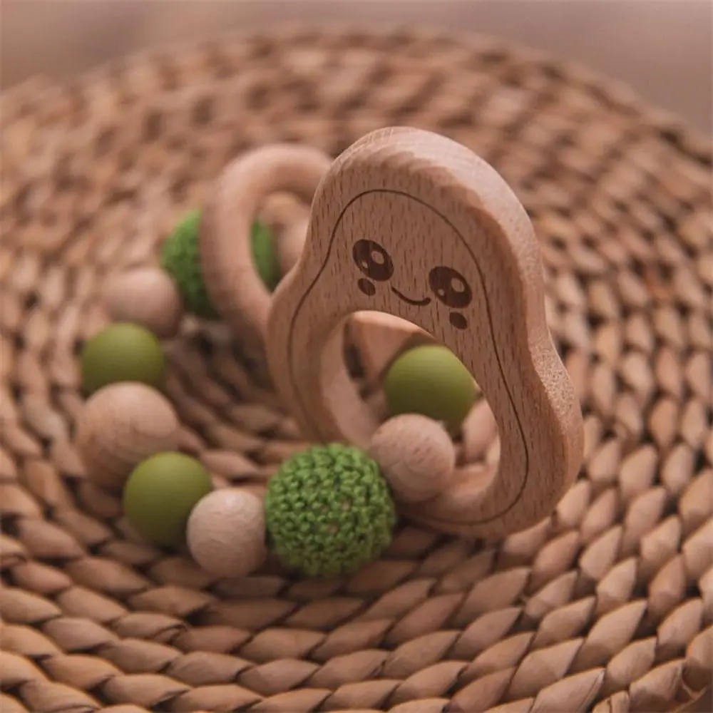 Dummy Clips Pacifier Holder Clips Wood Soother Holder Baby Pacifier Chain Odor Free Avocado Baby Teether Toys Straps Toddler