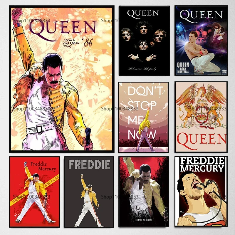 

Rock Star Freddie Mercury Series Bohemian Rhapsody Canvas Painting Wall Art Posters Bedroom Home Decoration Fans Collect Artwork