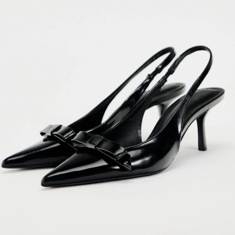 

Butterfly-Knot Ladies High Heeled Sandals Elegant Pointed Toe Modern Wedding Slingbacks Footwear Summer Office zapatos de mujer